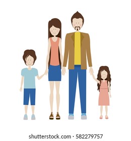 color silhouette family and dad with jacket and mustache vector illustration