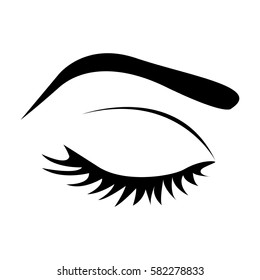 color silhouette with female eye closed and eyebrow vector illustration