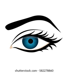color silhouette with female eye and eyebrow vector illustration