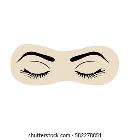 color silhouette with female eyes closed and eyebrow vector illustration
