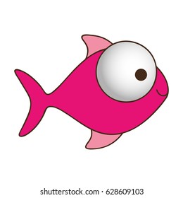 color silhouette of fish with big eye and small pupil vector illustration