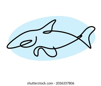 Color silhouette of fish as line drawing on white background. Vector
