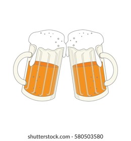 Two Toasting Beer Mugs Cheers Clinking Stock Vector (Royalty Free ...