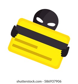 color silhouette with hacker stealing credit card