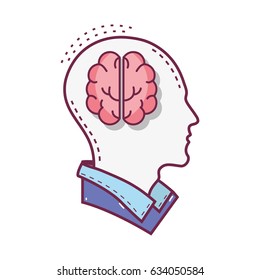 color silhouette head with brain inside