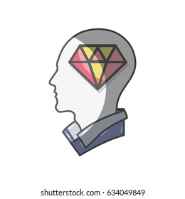 color silhouette head with diamond inside