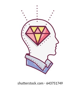 color silhouette head with diamond inside