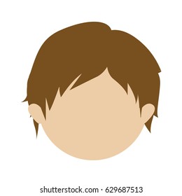 color silhouette of head faceless of boy with short hair vector illustration