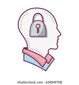 color silhouette head with padlock inside