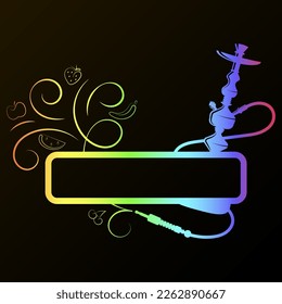 Color silhouette hookah banner with fruits. Design for smoking hookah and relaxing