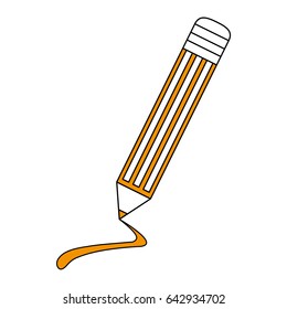 color silhouette image cartoon front view pencil element to write