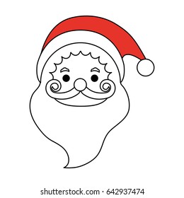 color silhouette image cartoon front view face santa claus