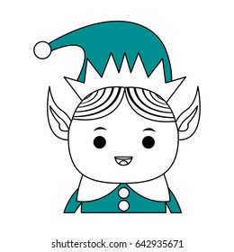 color silhouette image cartoon half body christmas elf with long ears