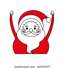 color silhouette image cartoon half body fat santa claus with hands up