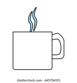 color silhouette image cartoon mug of coffee with steam