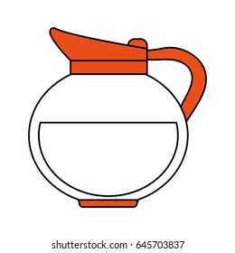 color silhouette image cartoon rounded glass jar of coffee with handle and coffee