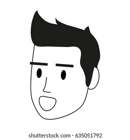 color silhouette image cartoon side view face man with hairstyle and smiling
