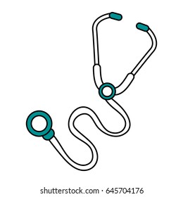 color silhouette image cartoon stethoscope medical with auriculars