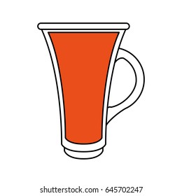 color silhouette image cartoon transparent glass cup of beverage