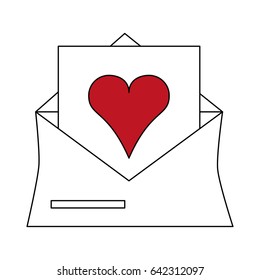 color silhouette image envelope mail with red heart