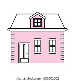 color silhouette image facade house with two floors