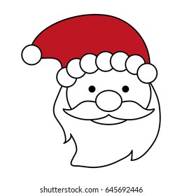 color silhouette image of front face santa claus with christmas hat