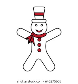 color silhouette image of gingerbread man with scarf in neck and hat
