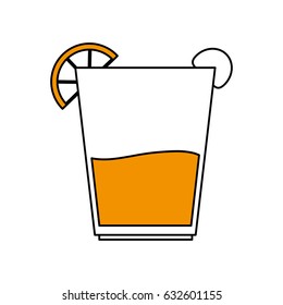 color silhouette image glass cup of cocktail with lemon and cherry
