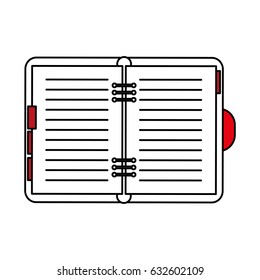 color silhouette image notebook opened with text information