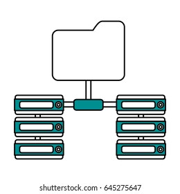 color silhouette image of server network and sharing folder