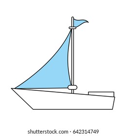 color silhouette image wooden boat with sail