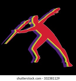 color silhouette journalist throwing the pen, black background , isolated illustration