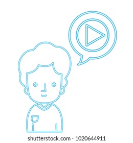 color silhouette man with t-shirt and video inside chat bubble