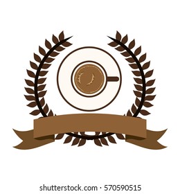 color silhouette with olive crown with ribbon and cofee cup top view
