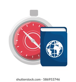 color silhouette with passport and chronometer