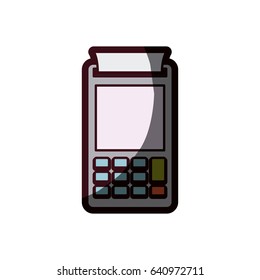 color silhouette with payment terminal with thick contour vector illustration