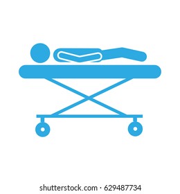 color silhouette pictogram lay down patient in stretcher clinical vector illustration