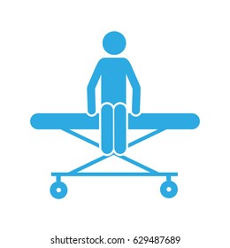 color silhouette pictogram patient sit in stretcher clinical vector illustration