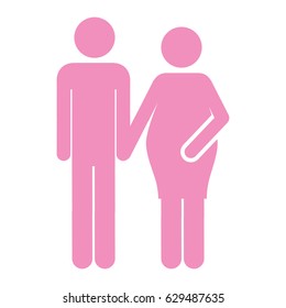 color silhouette pictogram woman pregnant and man vector illustration