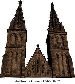 color silhouette of prague cathedral