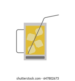 color silhouette of refreshing drink with ice cubes vector illustration
