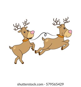 color silhouette with reindeers couple