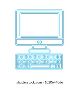 color silhouette screen computer with keyboard technology icon