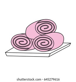 color silhouette with set of rolled up towels