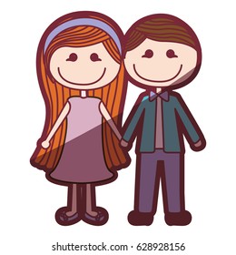 color silhouette shading cartoon couple in suit formal with taken hands vector illustration