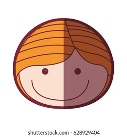 color silhouette shading cartoon front face boy with blond hair vector illustration