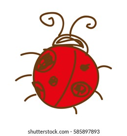 color silhouette with sketch ladybug insect vector illustration