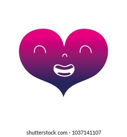 color silhouette smile heart kawaii with facial expression