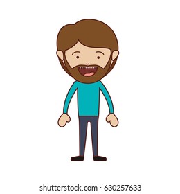 color silhouette of smiling man standing with beard and mustache and informal clothes vector illustration