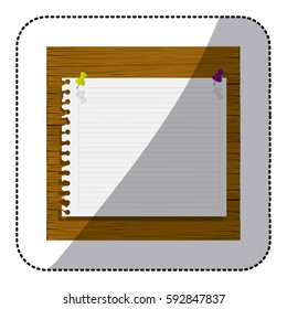color silhouette of striped notebook sheet in blank on wood board vector illustration